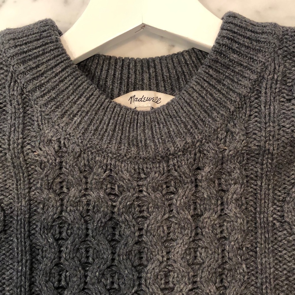 Madewell cotton blend cable crew neck sweater